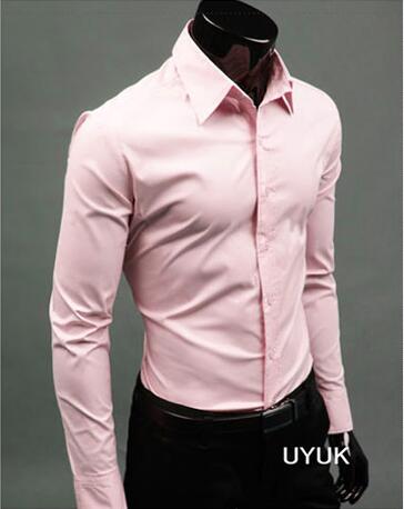 Camicia slim fit per uomo, camicia monocolore in cotone