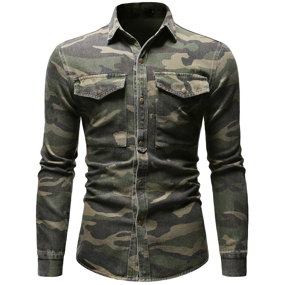 Camicia uomo, camicia militare per uomo slim