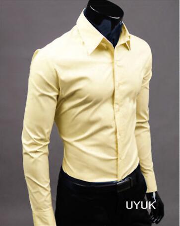 Camicia slim fit per uomo, camicia monocolore in cotone