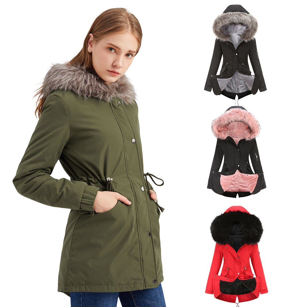 Giubotto Winter Parker coat mid-length with hooded warm plus - Loweconomy