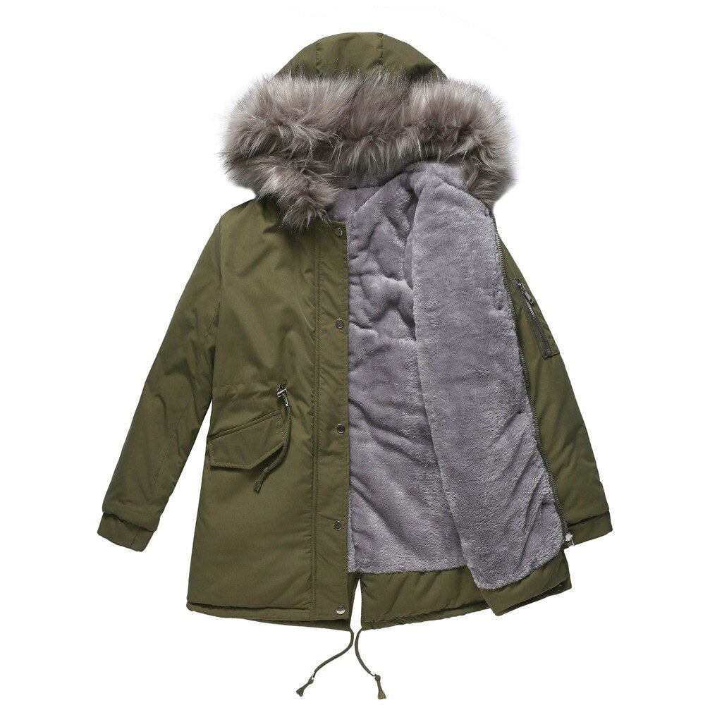 Giubotto Winter Parker coat mid-length with hooded warm plus - Loweconomy