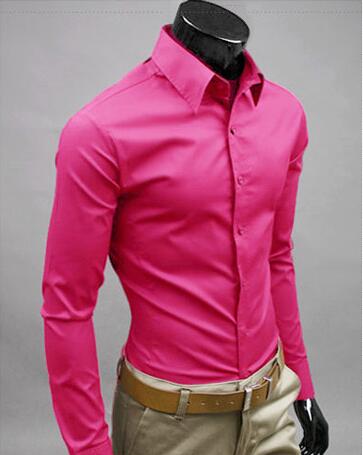 Camicia slim fit per uomo, camicia monocolore in cotone