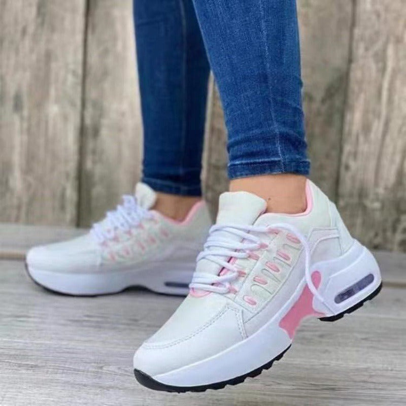 Scarpe sportive da donna, con tacco a zeppa in tessuto