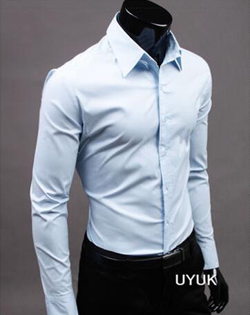 Camicia slim fit per uomo, camicia monocolore in cotone