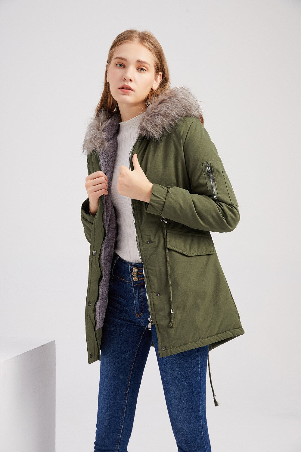 Giubotto Winter Parker coat mid-length with hooded warm plus - Loweconomy