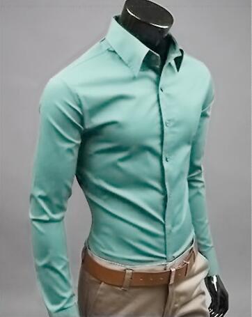 Camicia slim fit per uomo, camicia monocolore in cotone