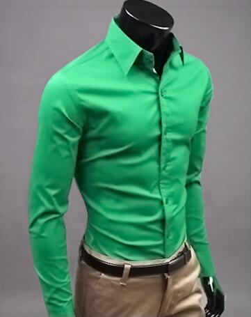 Camicia slim fit per uomo, camicia monocolore in cotone