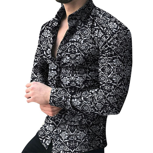 Camicia floreale da uomo, camicia con bottoni disegnata slim fit