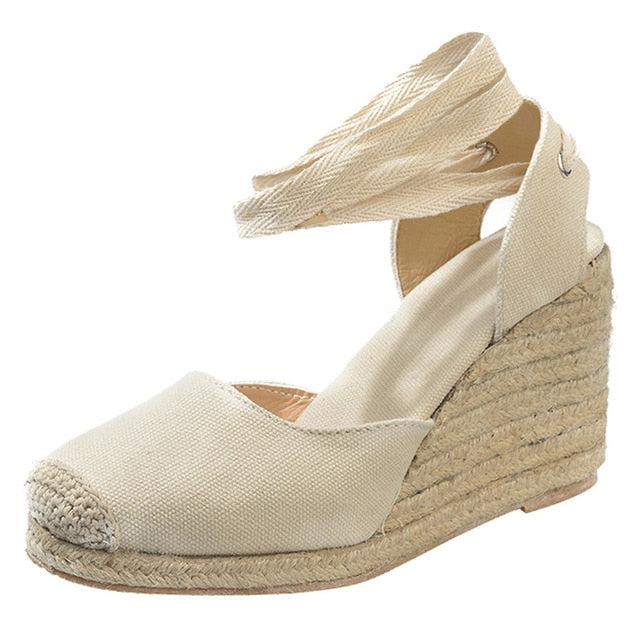 Sandali donna con tacco, scarpe estive con lacci