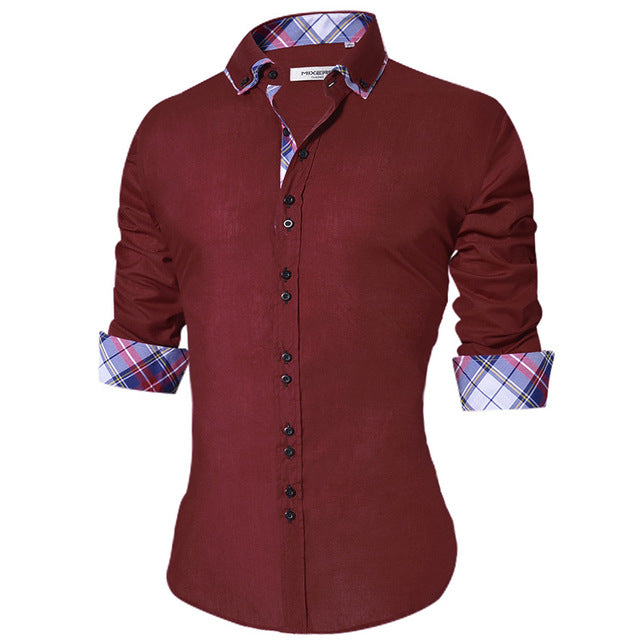 Camicia uomo slim fit, camicia con doppi bottoni per uomo