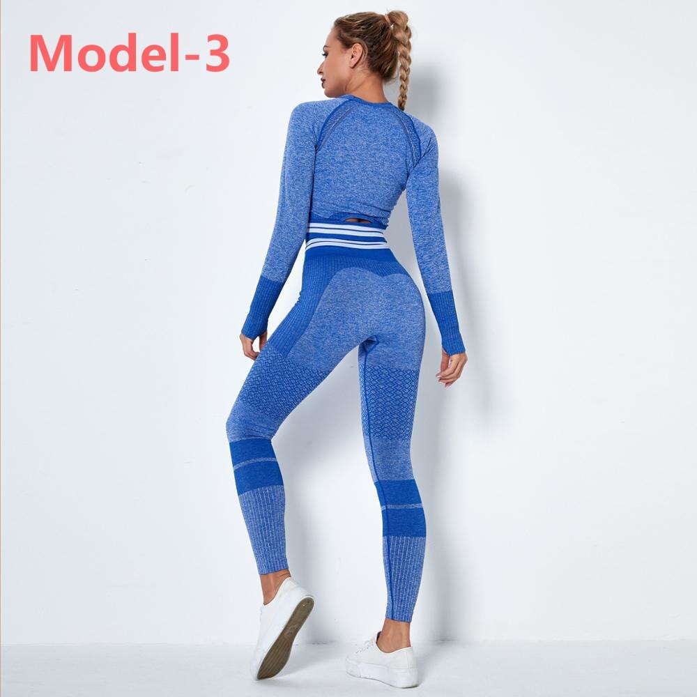 tuta sportiva Gym Sets High Waist Gym Mesh Leggings Shirts Suit Long Sleeve Fitness - Loweconomy