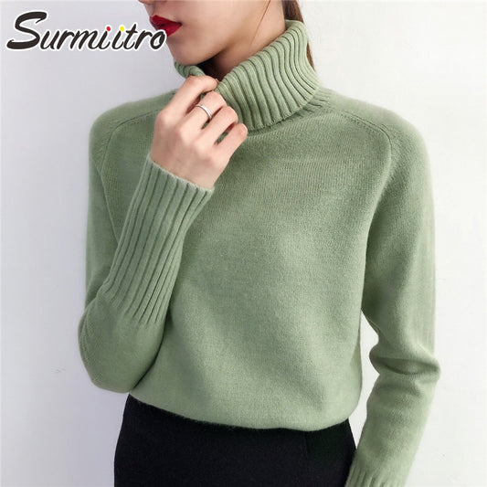 Maglione SURMIITRO Knitted Sweater Women 2020 Autumn Winter Korean Cashmere Unica taglia - Loweconomy