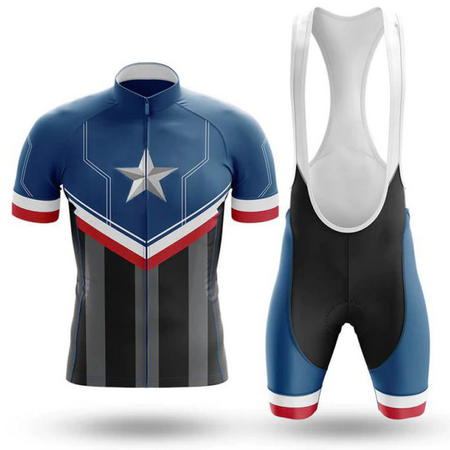 Completino bicic divertente, abbigliamento ciclismo capitan america