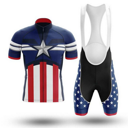 Completino bicic divertente, abbigliamento ciclismo capitan america